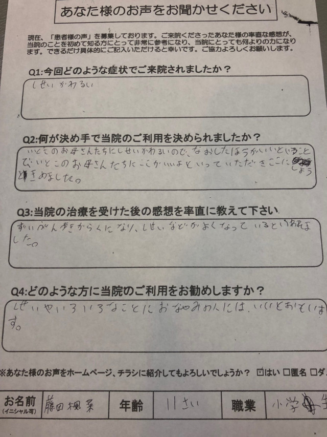 アンケート用紙